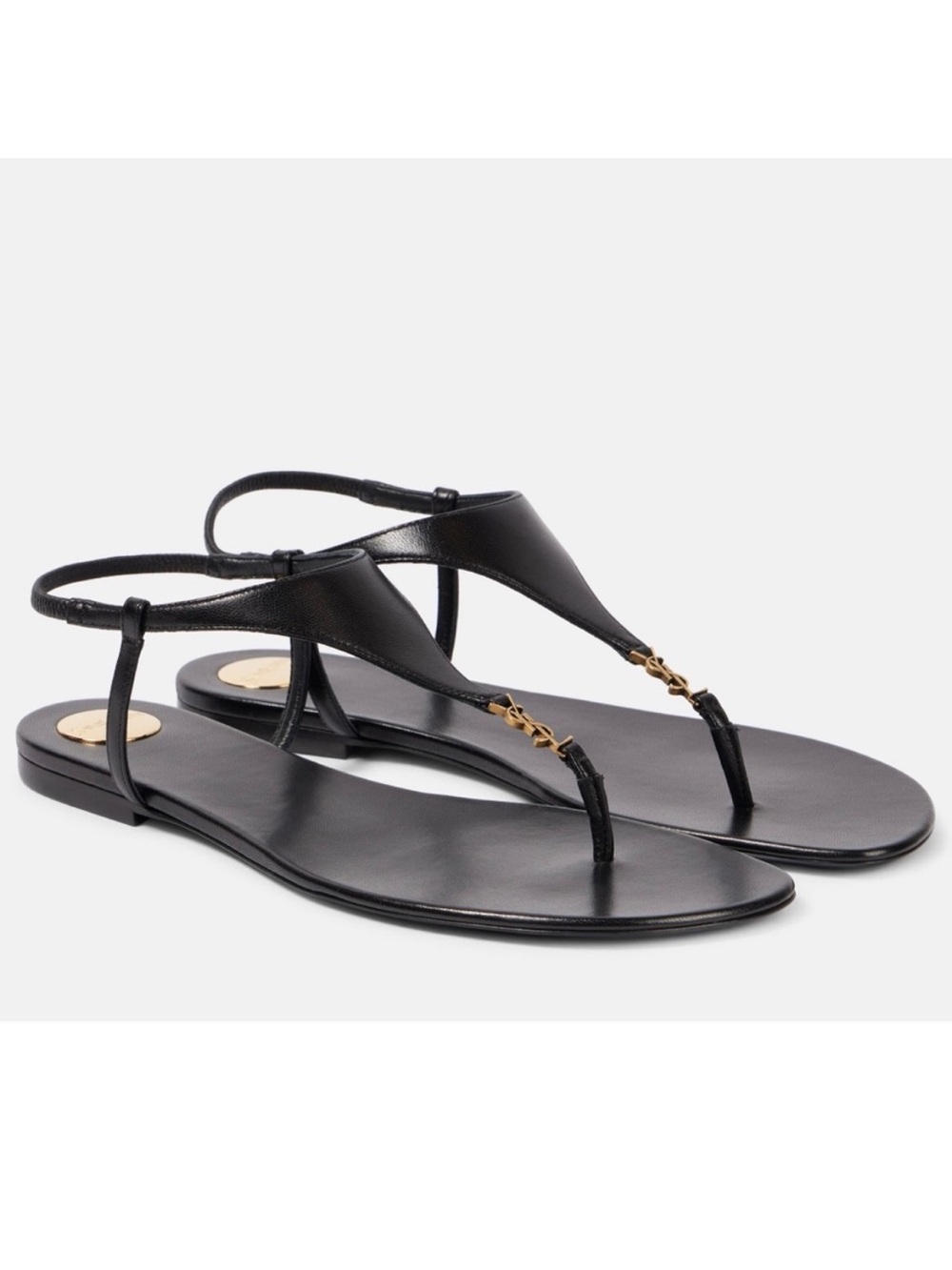 SAINT LAURENT Cassandra Bridget YSL logo leather flat sandals